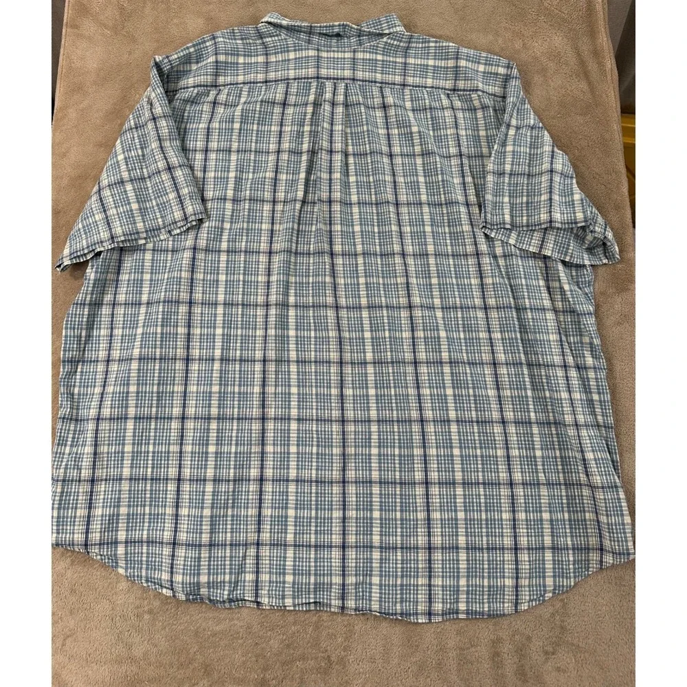Polo Ralph Lauren Linen Blend Performance shirt Mens 4XB Big Blue Plaid‎ S/S EUC